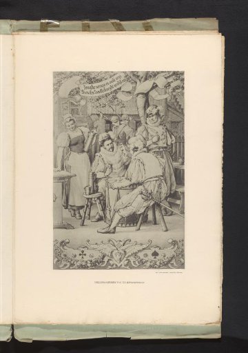 Reproduction of a drawing of halberdiers in Old Antwerp at the World Exhibition of 1894 in Antwerp, by Frans van Kuyk