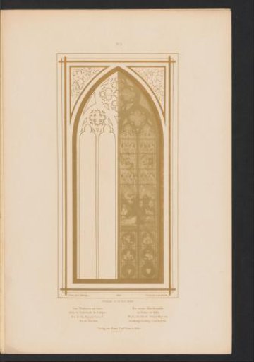 Part of a stained-glass window designed by Max Emanuel Ainmiller, in the Cologne Cathedral, Germany