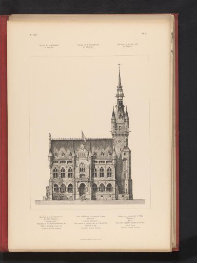 Reproduction of a design for a town hall for Gilly, Belgium, by Jean-Jacques Winders
