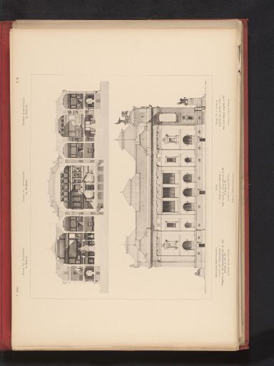 Reproduction of a design for a side view and a reproduction of a design for a cross-section of a museum, by Jean-Jacques Winders