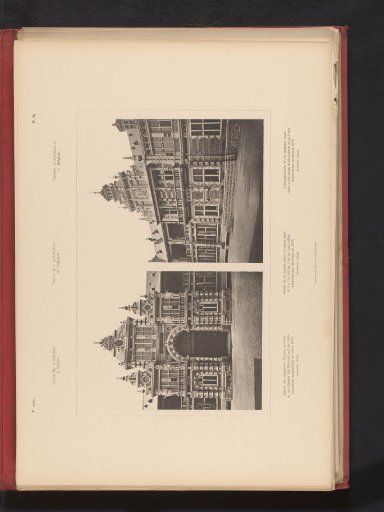 Two views of a Belgian façade at the World Exhibition of 1878 in Paris, France