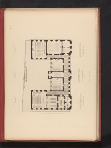 Reproduction of a floor plan of the ground floor of an industrial school by Louis Boonen