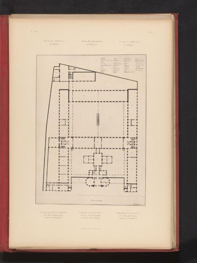Reproduction of a floor plan of the ground floor of an orphanage in Antwerp by Ernest Dielthiens