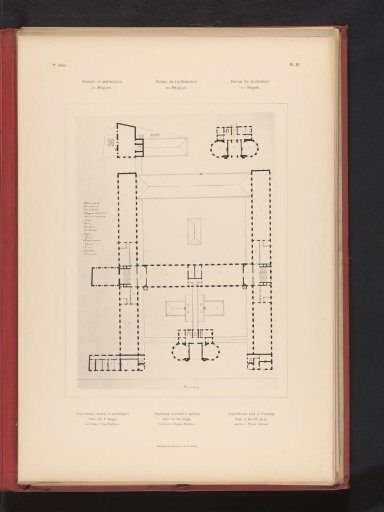 Reproduction of a floor plan of the first floor of an orphanage in Antwerp by Ernest Dielthiens