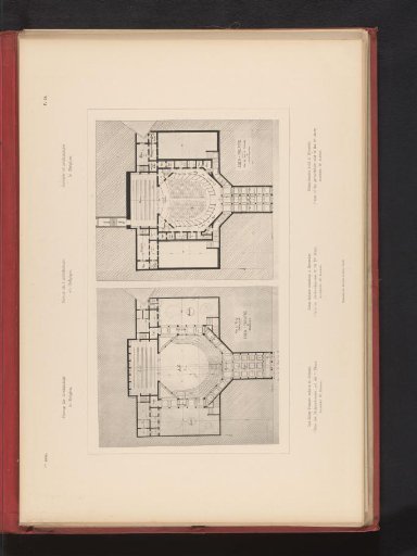 Two reproductions of floor plans of the ground floor and the first floor of the Eden Theatre in Brussels, by W. Kuhnen