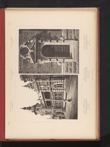 Two views of a Belgian façade at the World Exhibition of 1878 in Paris, France