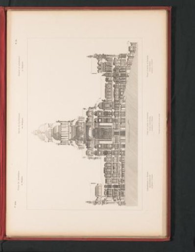 Reproduction of a design for a cross-section of the Palace of Justice in Brussels, by Joseph Poelaert