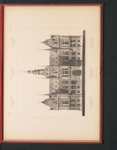 Reproduction of a design for a front elevation of a town hall by Emile Desmedt