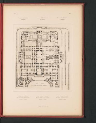 Reproduction of a ground floor plan of the Palace of Justice in Brussels, by Joseph Poelaert