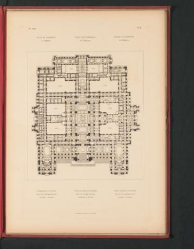 Reproduction of a main floor plan of the Palace of Justice in Brussels, by Joseph Poelaert