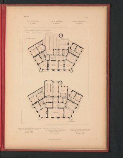Reproduction of a floor plan of the upper floors of the residence of Knuyt de Vosmaer in Brussels, by Joseph Naert