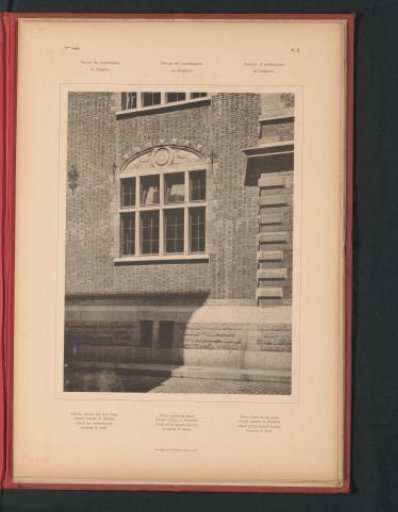 Detail of a school building at Joseph Lebeau Square in Brussels, Belgium
