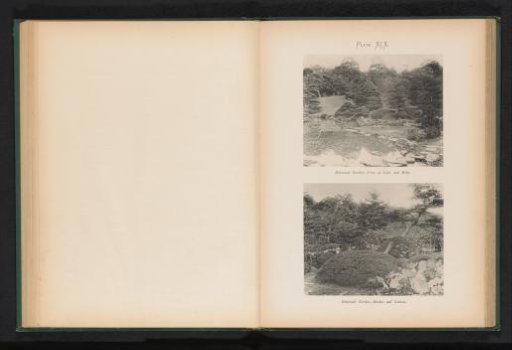 Two views of the botanical garden of Koishikawa in Tokyo, Japan