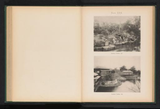 Two Views of Tea House Gardens in Oji, Tokyo, Japan