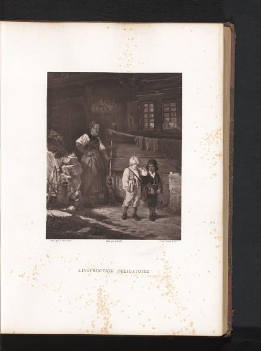 Reproduction of a design of two children going to school by Carl Bernhard Schlösser