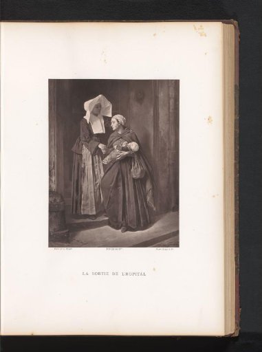 Reproduction of a painting of a woman leaving the hospital with her baby by Léon-Lucien Goupil