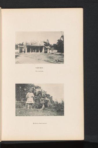View of a temple at Dalin and a group portrait of Taiwanese children