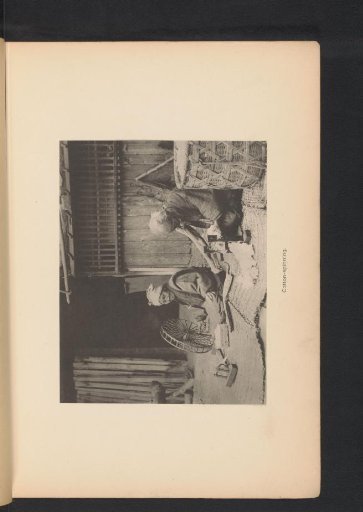 Japanese man and woman spinning yarn