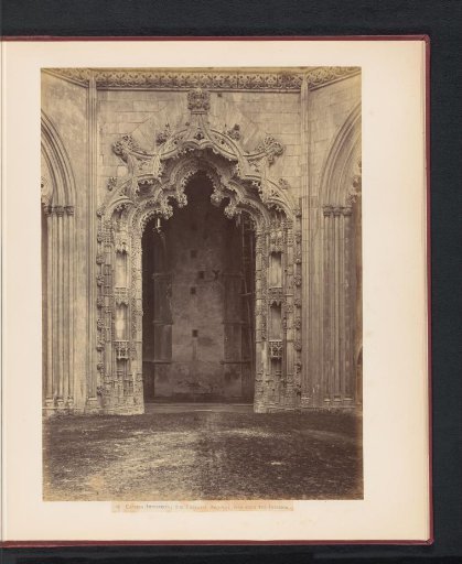 View of the entrance arch of the monastery of Batalha, Portugal