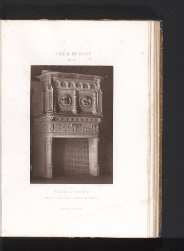 View of a fireplace in the Louis XII wing of the Château de Blois