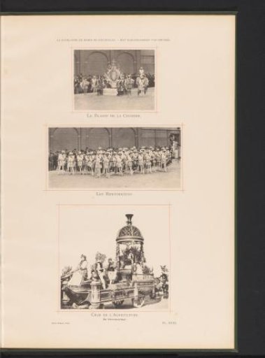 Three views of the Landjuweel parade celebrating the fiftieth anniversary of the Académie d'Archéologie de Belgique in 1892 in Antwerp