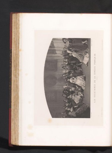 Reproduction of a painting of a group portrait of the members of the Comédie Française by Edmond Geffroy