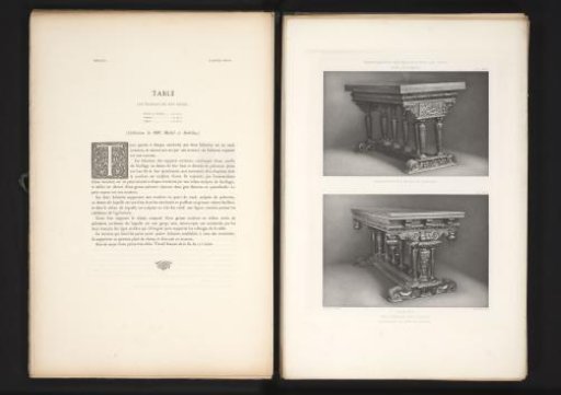 Two 16th-century French wooden tables, at the Exposition Rétrospective of 1877 in Lyon, France