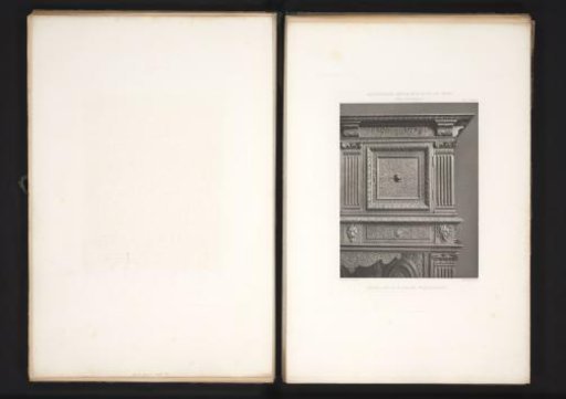 Detail of a 16th-century French wooden sideboard, at the Exposition Rétrospective of 1877 in Lyon, France