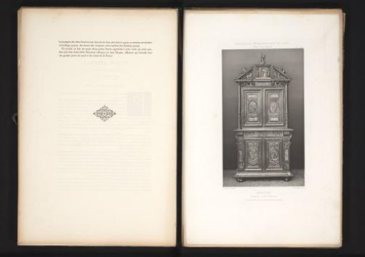 16th-century French wooden cabinet, exhibited at the Exposition Rétrospective in 1877 in Lyon, France