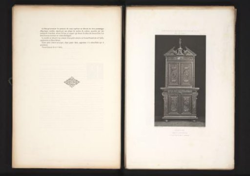 16th-century French wooden cabinet, exhibited at the Exposition Rétrospective in 1877 in Lyon, France