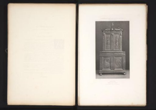 17th-century French wooden cabinet, exhibited at the Exposition Rétrospective in 1877 in Lyon, France