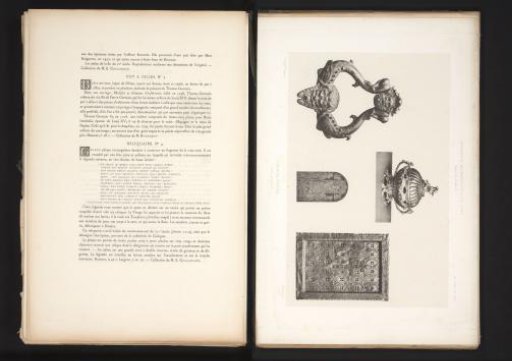 Door knocker, oil pot, relief, and a reliquary, exhibited at the Exposition Rétrospective of 1877 in Lyon, France