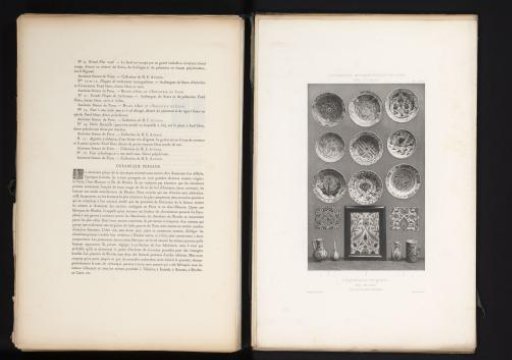 Various porcelain objects, exhibited at the Exposition Rétrospective of 1877 in Lyon, France