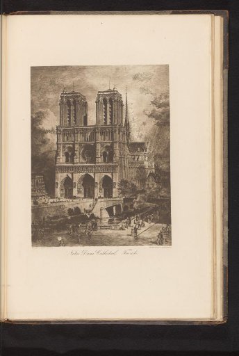 Reproduction of a design for a view of Notre-Dame in Paris
