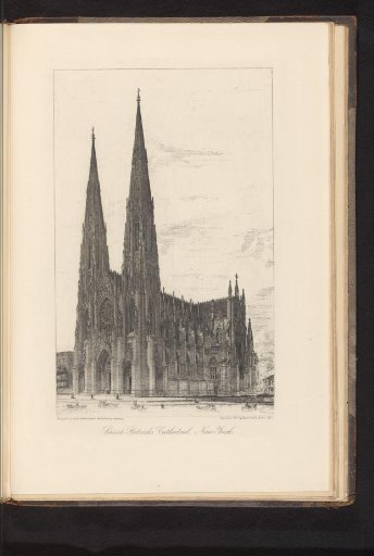 Reproduction of a design for a view of Saint Patrick's Cathedral in New York