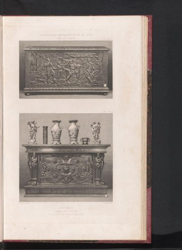 Two 16th-century French wooden chests, at the Exposition Rétrospective of 1877 in Lyon, France
