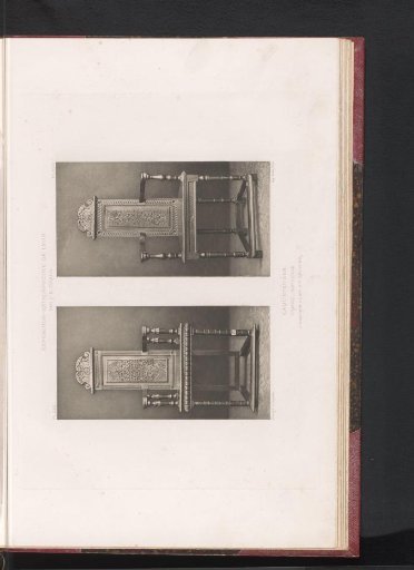 Two 16th-century French wooden chairs, at the Exposition Rétrospective of 1877 in Lyon, France
