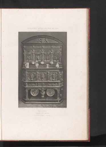 16th-century French wooden sideboard, at the Exposition Rétrospective of 1877 in Lyon, France