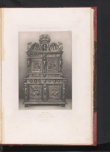 17th-century French wooden cabinet, exhibited at the Exposition Rétrospective of 1877 in Lyon, France