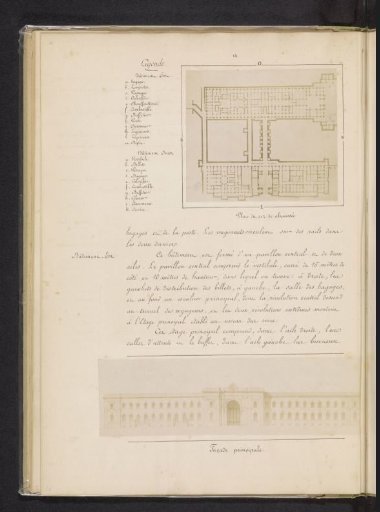 Two photographic reproductions of a drawing of Magdeburg Hauptbahnhof and a map of the station