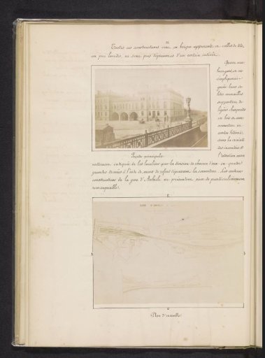 View of the Anhalter Bahnhof in Berlin and a photographic reproduction of a map of the station area