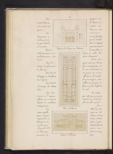 Two photographic reproductions of floor plans of the Viehhofbörse in Berlin