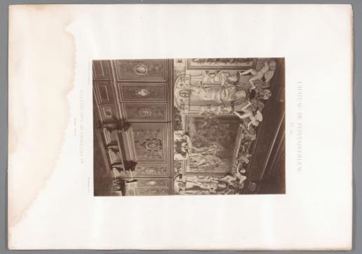 View of a wall with decorations in the Galerie François Ier of the Château de Fontainebleau, France