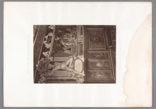 View of a wall with decorations in the Galerie François Ier of the Château de Fontainebleau, France