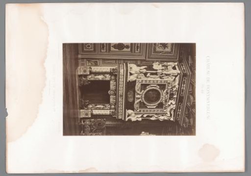 View of a fireplace in the Salon François Ier of the Château de Fontainebleau, France