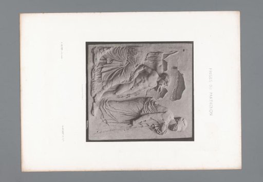 Part of the frieze of the Parthenon in Athens, depicting two men
