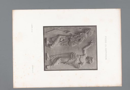 Part of the frieze of the Parthenon in Athens, depicting two men