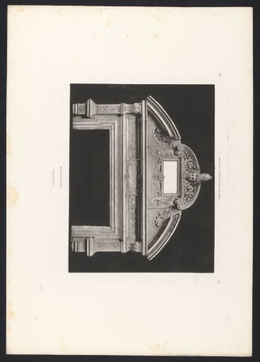 Photographic reproduction of a drawing, representing the tympanum of a door (presumably) in the Palais des Tuileries in Paris