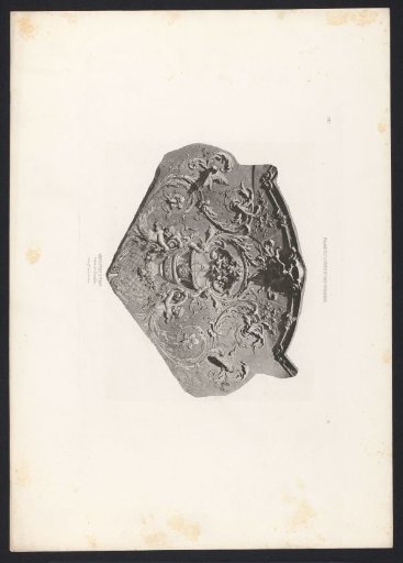 Photographic reproduction of a drawing, representing a ceiling (presumably) in the Palais des Tuileries in Paris