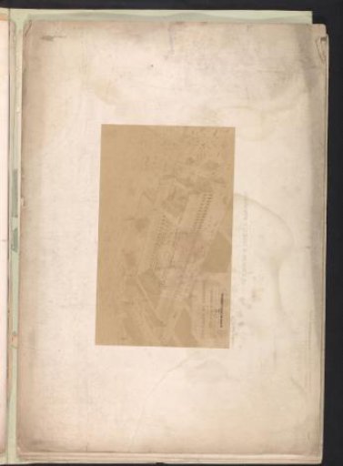 Photographic reproduction of a drawing showing an exterior of a commercial building in Brussels